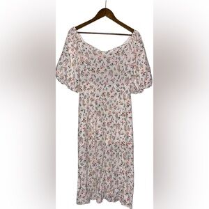 Old Navy Women Cottagecore V-Neck Balloon Sleeve‎ Floral Midi Dress Size M Fairy